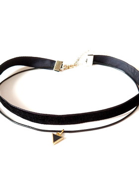 黑色双层丝绒三角朋克项圈choker