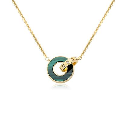 赫生孔雀石银镀金女原创设计项链