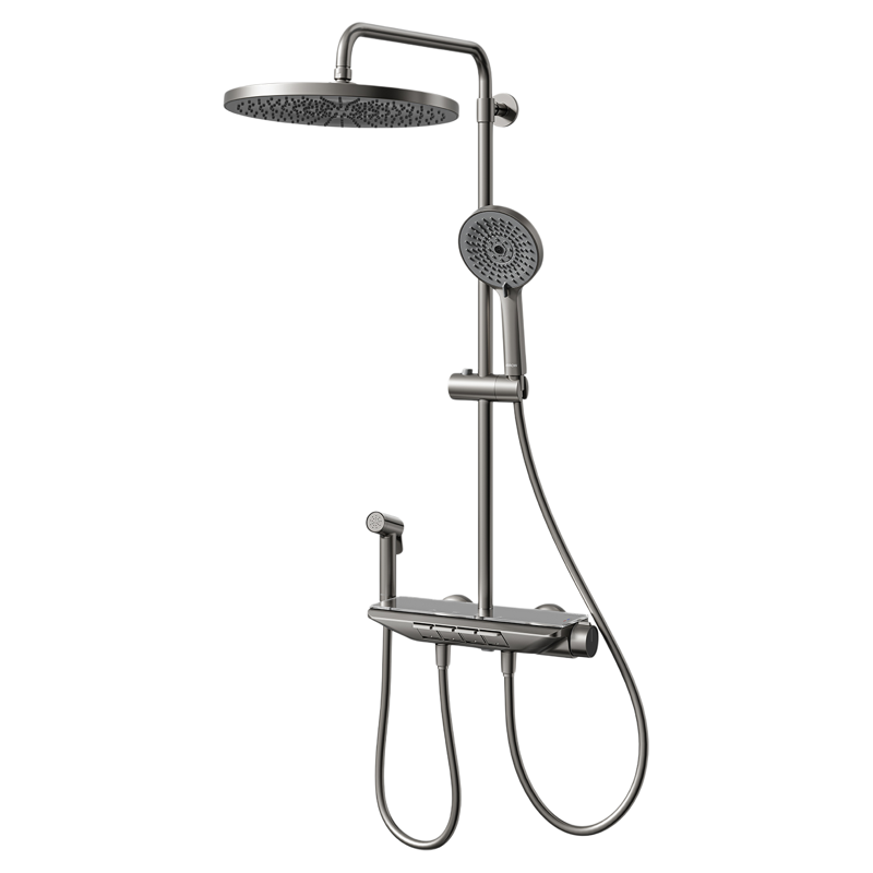 箭牌卫浴枪灰色淋浴花洒套装家用浴室精铜增压喷头淋浴龙头花洒