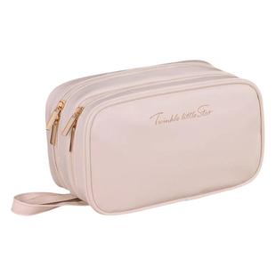 新款法式双边分区收纳化妆包高级感手提便携旅行口号粉饼收纳小包