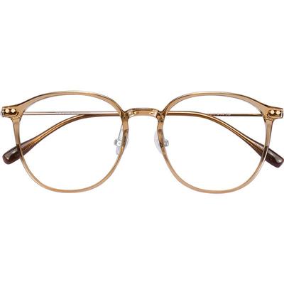 冷茶色近视眼镜女超轻钛架