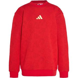 阿迪达斯童装儿童圆领卫衣26新年款男童针织女中大童运动衫KH0233