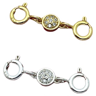 s925纯银简易项链扣子微镶手链连接扣头diy手工串珠编绳扣头配件