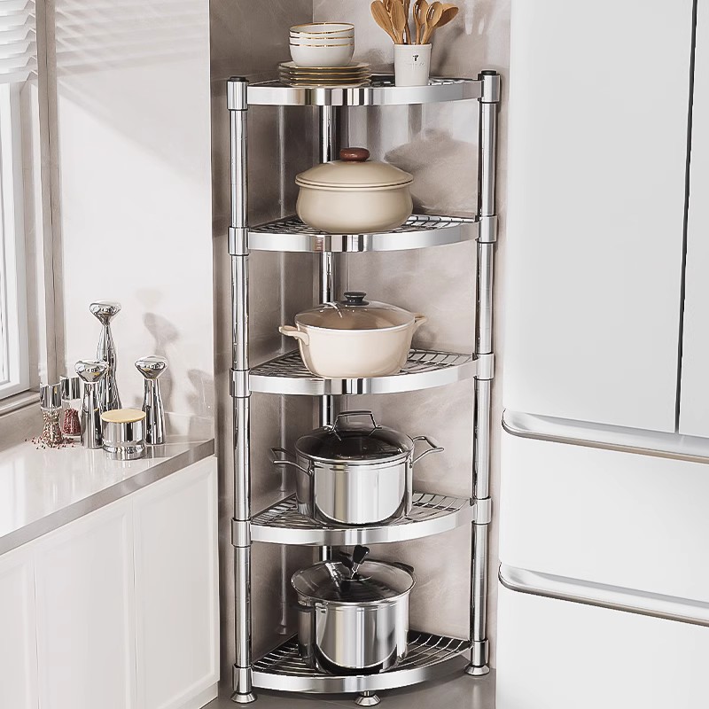 304不锈钢厨房转角锅具置物架多功能三脚架卫生间浴室三角收纳架