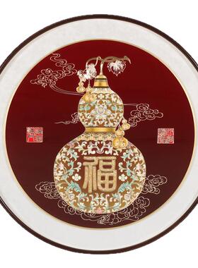 新中式福禄葫芦铜雕圆形装饰画