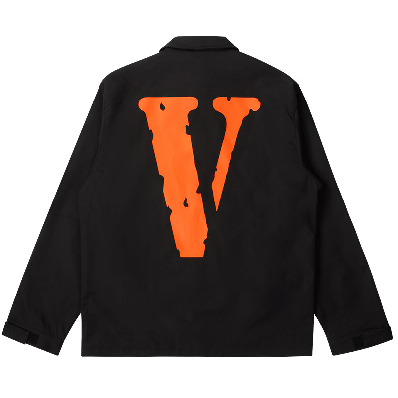 VLONE 经典大V字logo印花教练宽松飞行员夹克 男女同款 黑橙