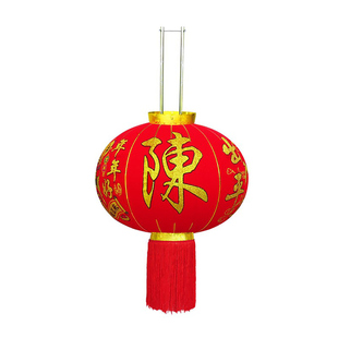 2026马年春节姓氏大红灯笼长杆绒布绸布恭喜发财大门福字吊灯批发