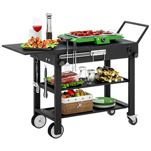 户外折叠桌便携式操作台夜市摆摊推车多层带轮烧烤桌野餐露营桌子