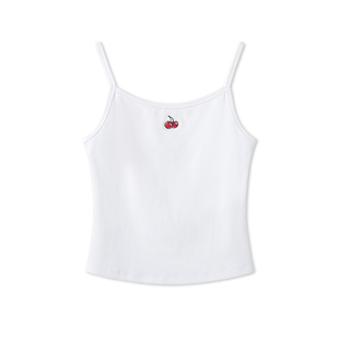 樱桃KIRSH 白色韩系紧身吊带2026春夏立体刺绣少女感甜美内搭上衣
