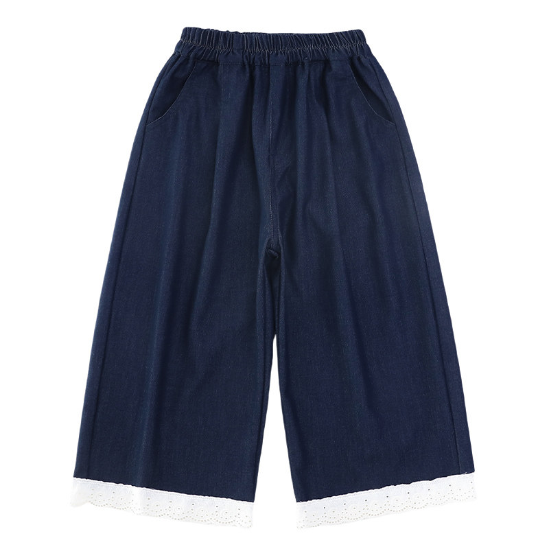 女童牛仔短裤夏季休闲阔腿七分裤