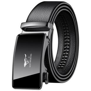 七匹狼皮带男士自动扣真皮腰带高档商务品牌纯正品头层牛皮裤带男