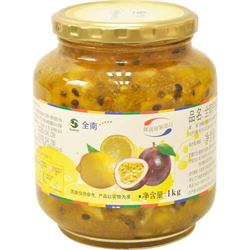 全楠全南韩国柠檬百香果茶清晰果肉方便冲调酸甜可口大容量果茶