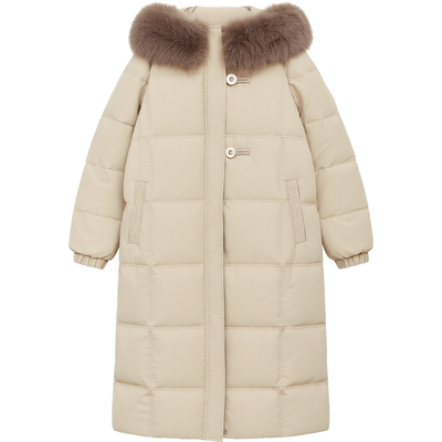 DM100大码大毛领直筒羽绒服