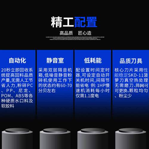 中速静音机边粉碎机pp料PC料破碎机塑料软料粉料机