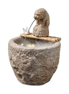 中式庭院养鱼池简约流水石盆摆件
