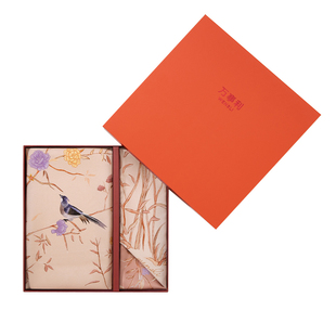 万事利100%桑蚕丝真丝丝巾方巾斜巾礼盒四季色彩绑包带圣诞送礼