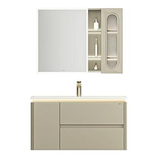 九牧卫浴轻法式轻奢浴室柜组合抗菌洗手盆陶瓷一体盆卫生间收纳柜