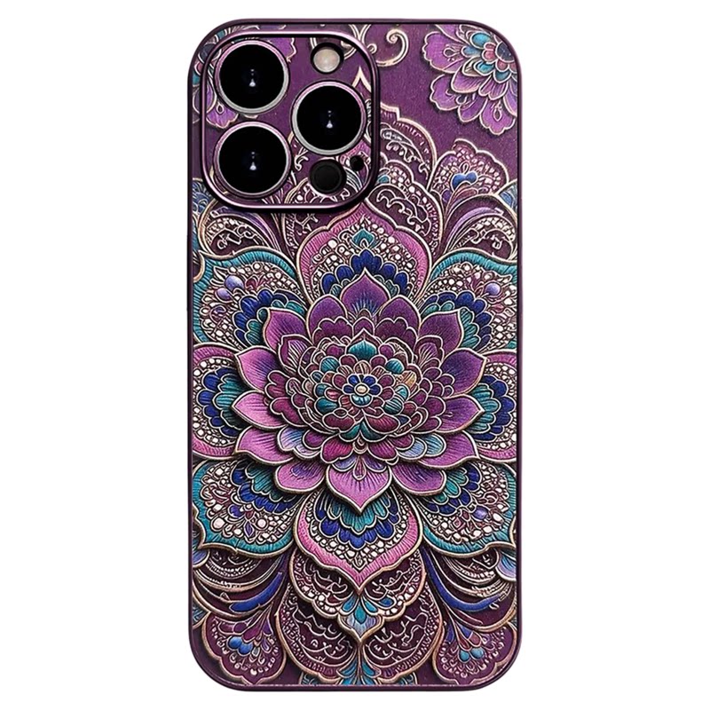 紫色莲花图腾适用苹果16promax手机壳新品高级感iPhone17pro网红爆款手机壳15/14/13好看的外壳防摔保护套女