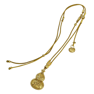 方糖家 金店同款古法沙金精工镂空葫芦编绳项链轻奢高级感毛衣链