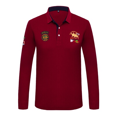 刺绣中年爸爸装秋季保罗polo衫