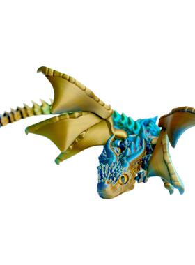 3D打印牛角飞龙玩具立体仿真小动物模型关节可动桌面摆件装饰品三