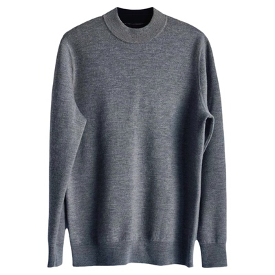 男士精纺山羊绒双面呢圆领套衫