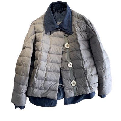 牛仔拼接90白鸭绒内胆羽绒服