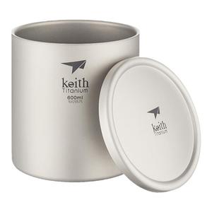 Keith铠斯钛茶杯双层防烫水杯隔热杯户外家居办公咖啡杯纯钛茶杯