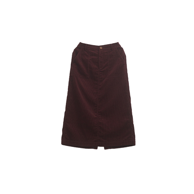 忘城中长裙A字通勤灯芯绒半裙