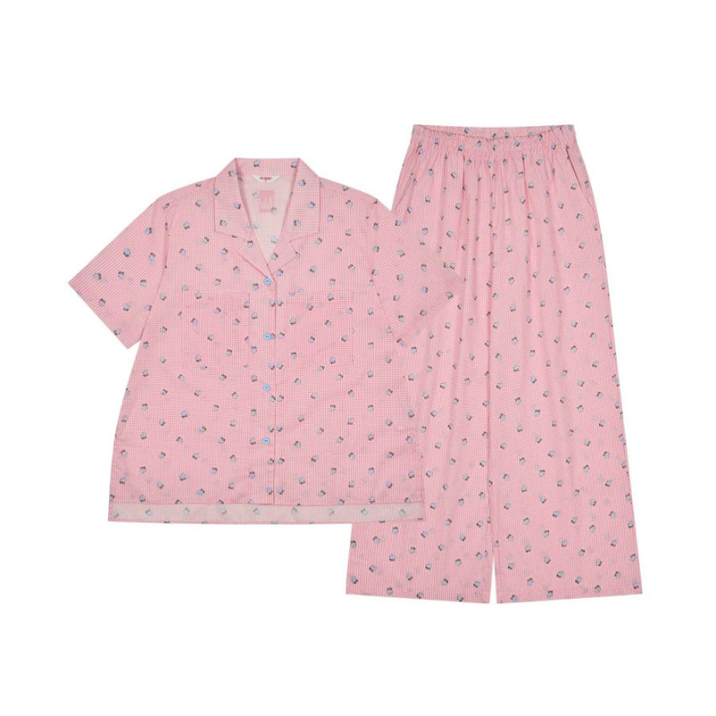 Ullala夏季纯棉女款碎花睡衣套装