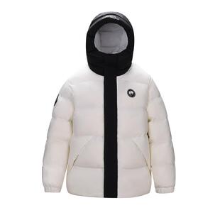 骆驼熊猫系列户外鹅绒羽绒服女款2025冬季保暖防风连帽白色外套