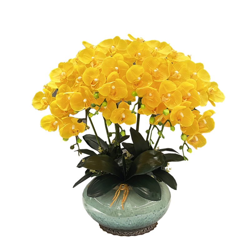 蝴蝶兰仿真花假花3D过胶手感花单支客厅绢花装饰花家居摆放婚庆