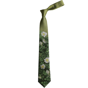 大喜原创设计【野玫瑰】梵高油画绿色提花刺绣领带复古学院风礼物