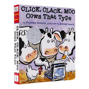 咔嗒 咔嗒 哞 奶牛会打字 嘻哈农场系列 Click Clack Moo Cows That Type 英文原版绘本凯迪克银奖廖彩杏纸板书幽默搞笑亲子共读