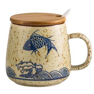 新款釉下彩喝水杯子陶瓷杯马克杯套装复古日式咖啡杯家用水杯茶杯