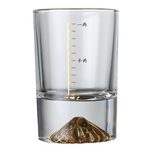 金山二两白酒杯高档水晶杯家用创意三两金箔杯带刻度白酒杯烈酒杯