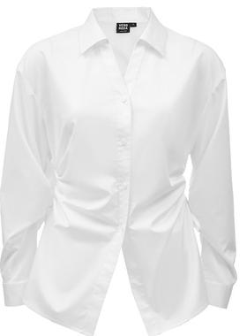 Vero Moda奥莱衬衫女夏季新款白色通勤气质收腰V领职业长袖上衣