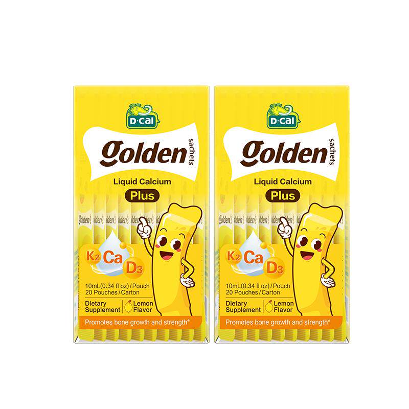 【自营】dcal迪巧小黄条plus液体钙宝宝青少年补钙d3K2 20条*2