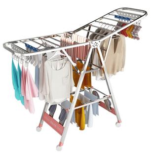 不锈钢晾衣架落地折叠室内家用阳台婴儿凉衣服架晾衣杆晒被子神器