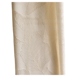 羽叶提花纱帘窗帘纱香槟色法式浪漫复古高级感透光不透人卧室客厅