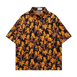 TRAVEL ISLAND 彼时的苦难 国潮小众设计枯黄植物印花夏威夷衬衫