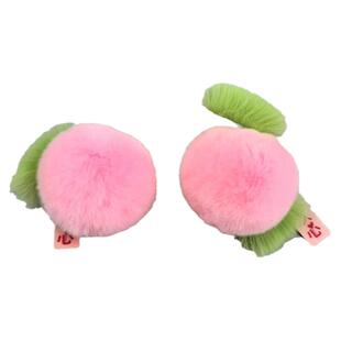 真獭兔毛绒桃你欢心皮草包包挂饰可爱毛球桃子ins汽车钥匙扣挂件