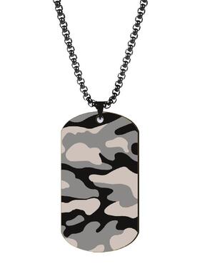 钛钢不掉色迷彩军牌项链