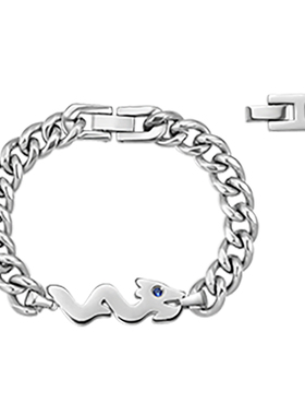 蓝龙七夕古巴链未设钛钢潮酷