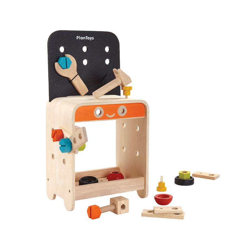 PlanToys木工小工作台螺母拆装组合工具箱男生拼组装儿童益智玩具