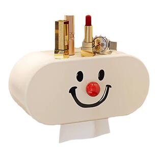 浴室纸巾盒壁挂式免打孔卫生纸置物架卡通卷纸家用笑脸厕纸收纳盒