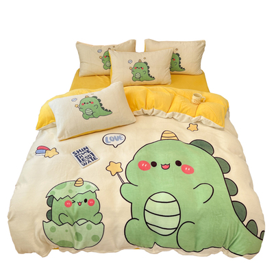 加厚牛奶绒四件套冬季加绒卡通风