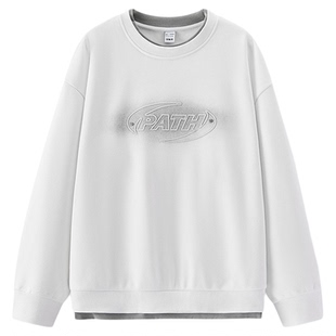 商场同款|森马卫衣男冬加绒拼色假两件2025新款字母绣花上衣时尚