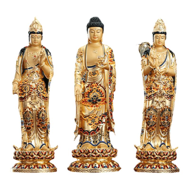 黄金彩西方三圣摆件阿弥陀佛家用