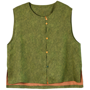 GESGOO原创设计新中式提花国风马甲外套女秋冬叠穿红云纱真丝上衣